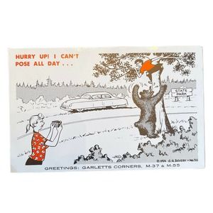 Hurry Up! 1954 Fun Cards by GAD Vintage Whimsical Postcard Unposted Man Woman